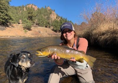 Jordan and Rio with a huge South Platte near Deckers brown trout.