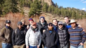 A bachelor party enjoys a guided fly fishing trip.