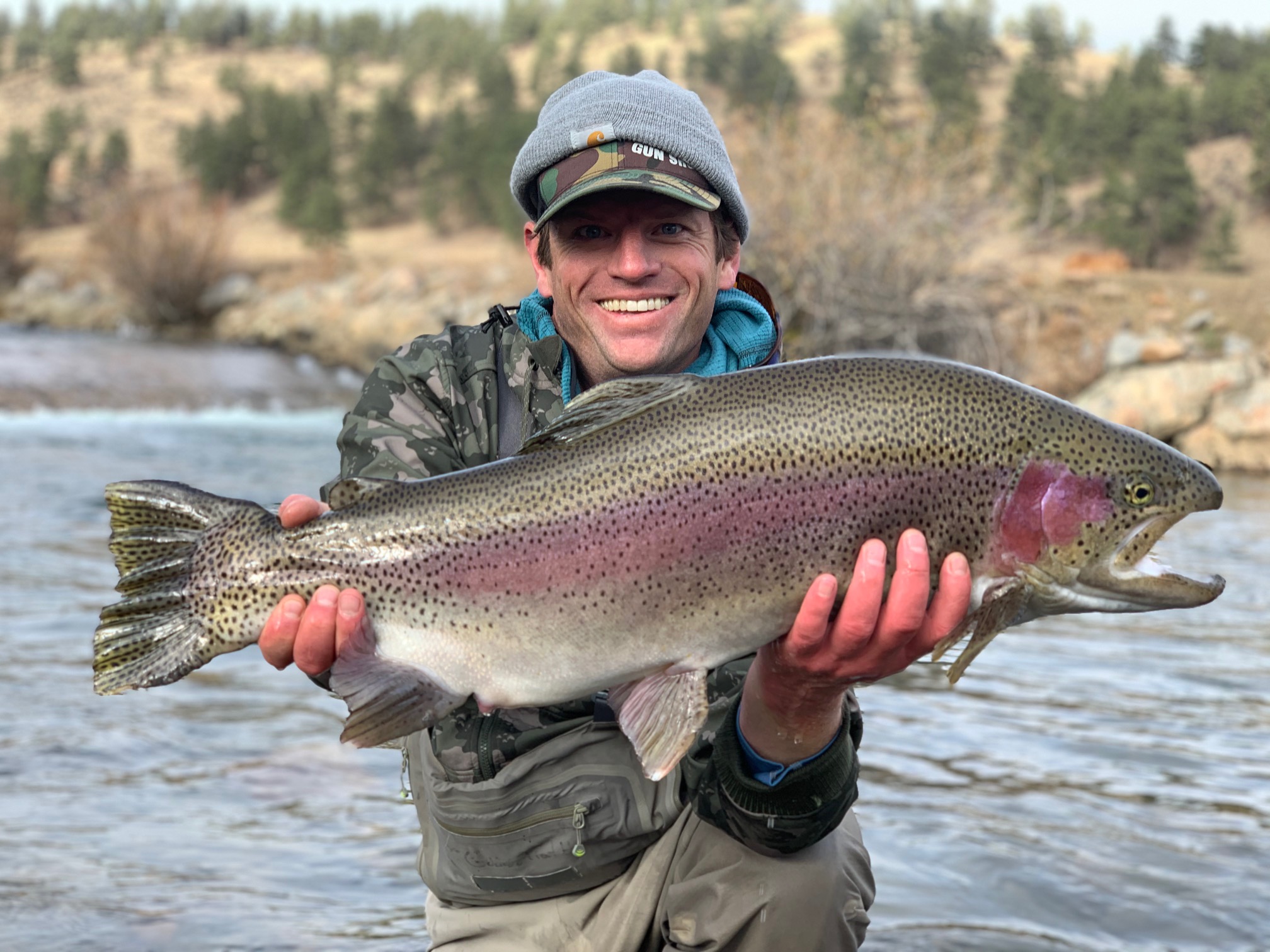 Huge trout from a private water guided fly fishing trip near Denver.