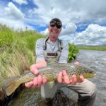 Big brown trout on the green drake dry fly from the Rolling J Ranch