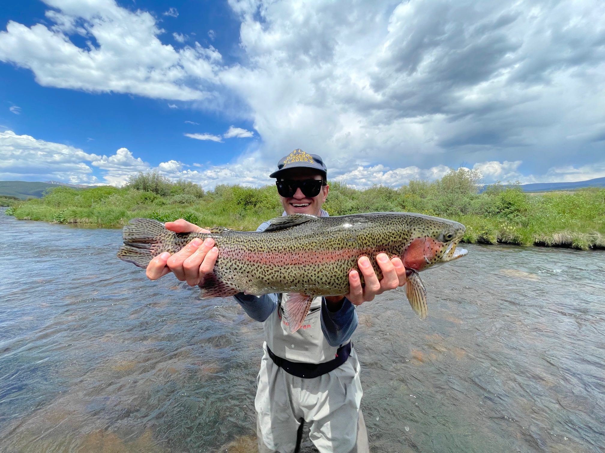 Giant dry fly caught rainbow from the Rolling J Ranch in Leadville Colorado