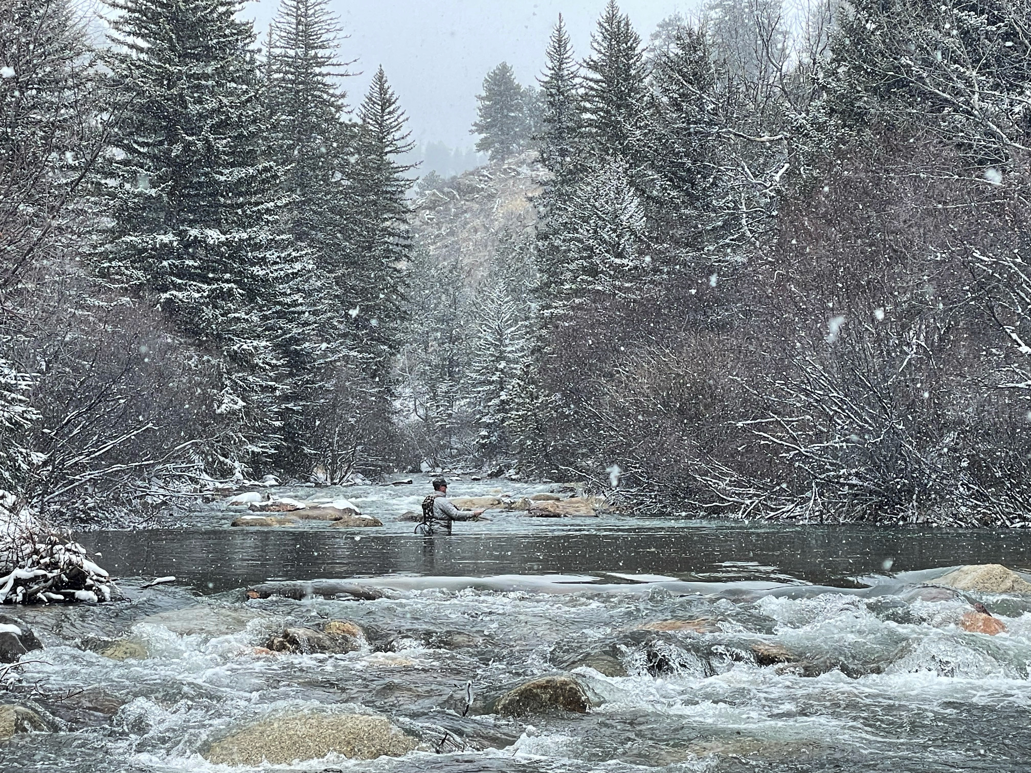 Fly Fishing Silver Tip Ranch in the snow