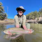Giant trout on a guided fly fishing trip at Rawhide Ranch.