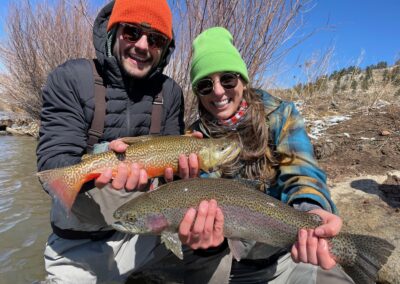 Couples guided fly fishing trip near Denver, check out this double!