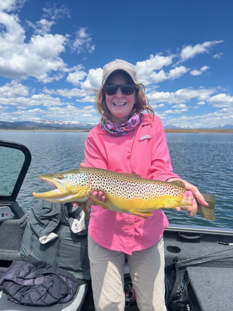 A giant brown trout landed at Antero Reservoir with guide Danny Frank