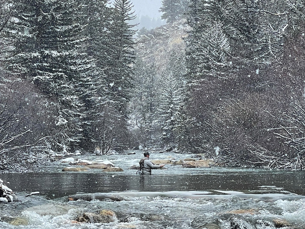 Silver_Tip_Ranch_snow Giant trout from a winter private water fly fishing trip near Denver