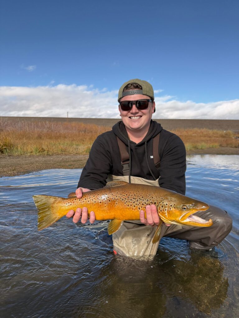 Large lake run brown trout landed with guide Matt Sandersen